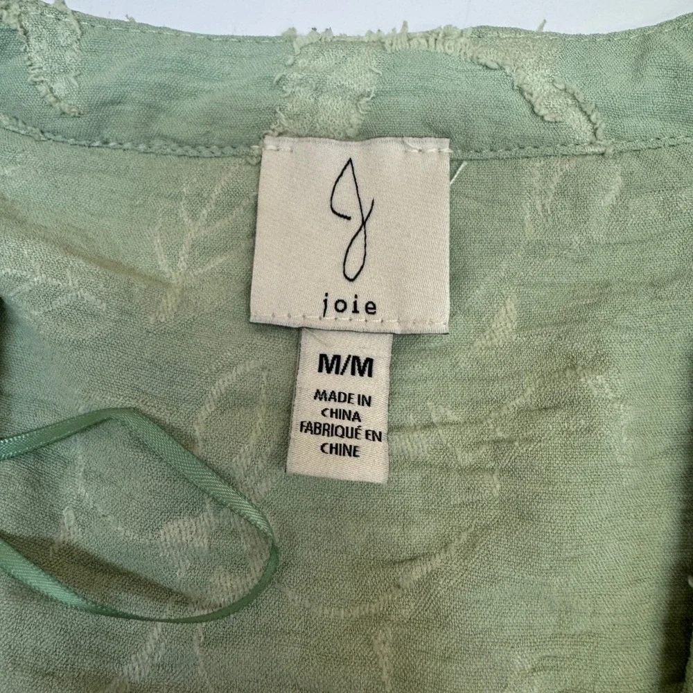 Joie Dress Womens Medium Green Floral Jacquard Boho Cottagecore